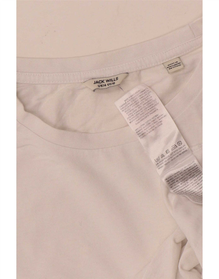 Jack Wills Dame T-Shirt Top UK 14 Stor Hvid Bomuld