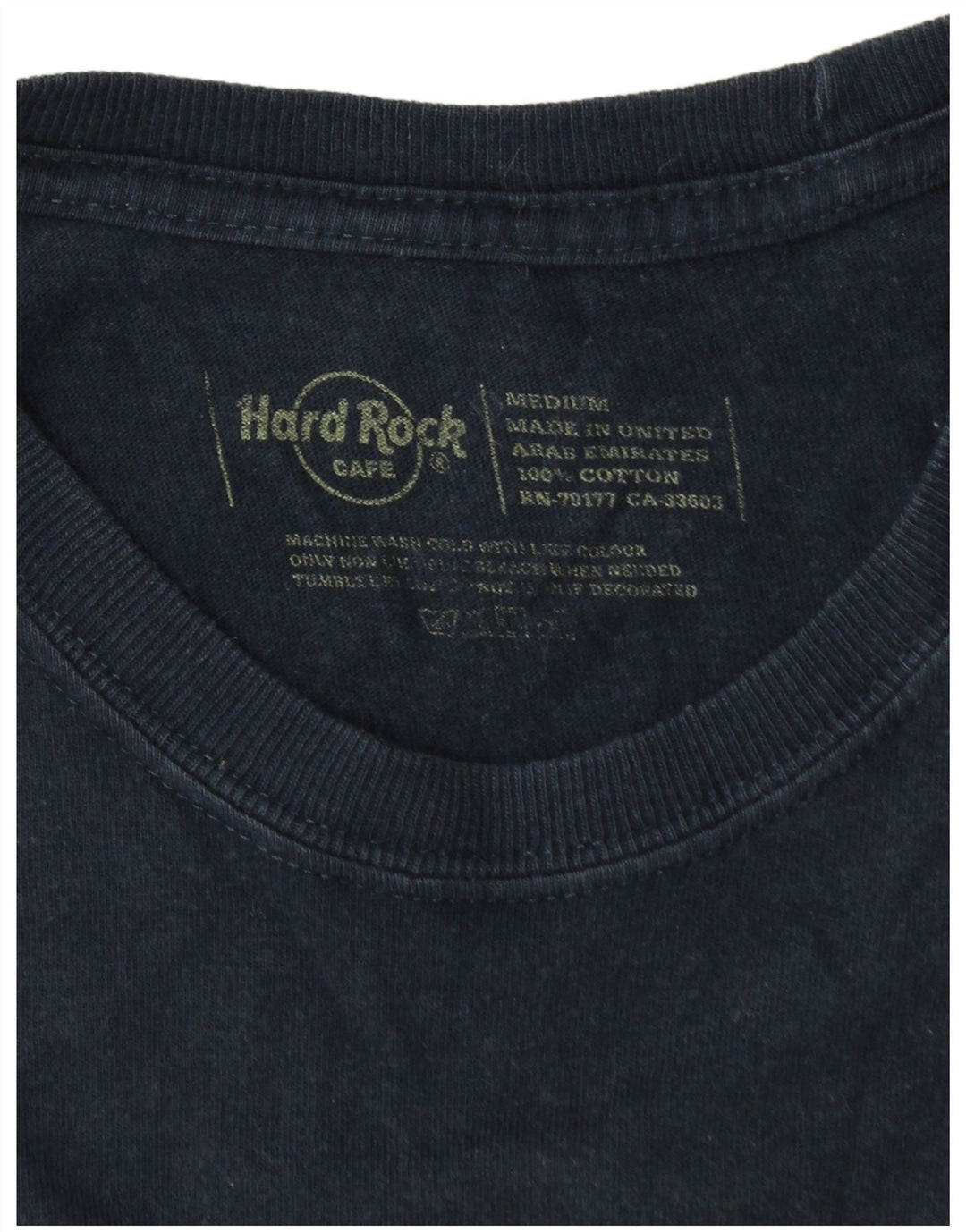 Hard Rock Herre Barcelona Grafisk T-Shirt Top Medium Marineblå Bomuld