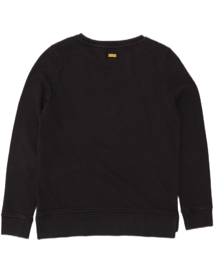 BARBOUR Dame grafisk sweatshirt Jumper UK 10 Lille sort bomuld