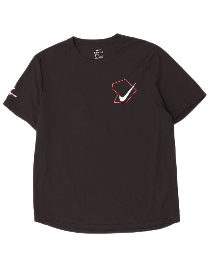 Nike Herre Dri Fit Grafisk T-Shirt Top Stor Sort Polyester