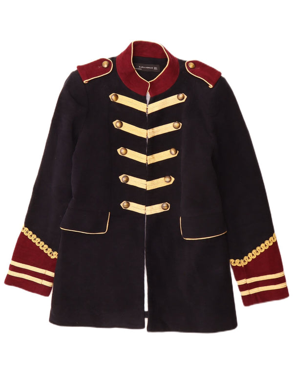 Zara Dame Military Blazer Jacket UK 14 Medium Navy Blue Colourblock
