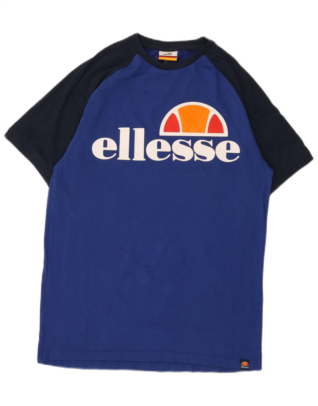 Ellesse Herre Grafisk T-Shirt Top Lille Blå Colourblock Bomuld