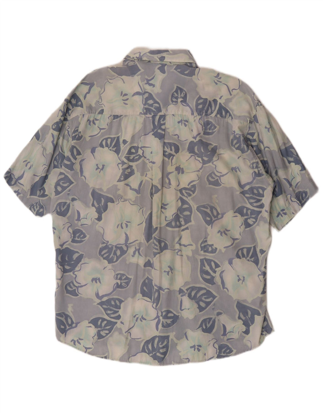 Vintage kortærmet herreskjorte Large Blue Floral