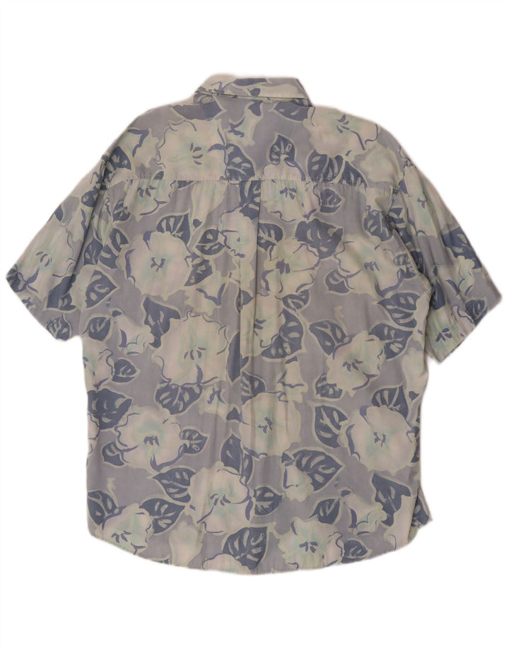Vintage kortærmet herreskjorte Large Blue Floral