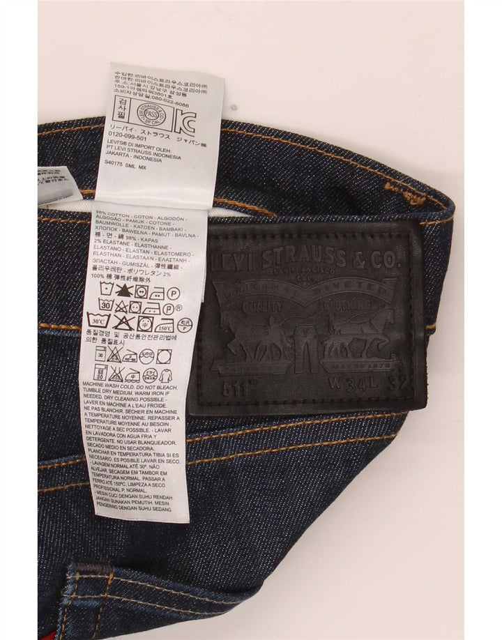 Levi's Herre 511 Slim Jeans W34 L32 Marineblå Bomuld
