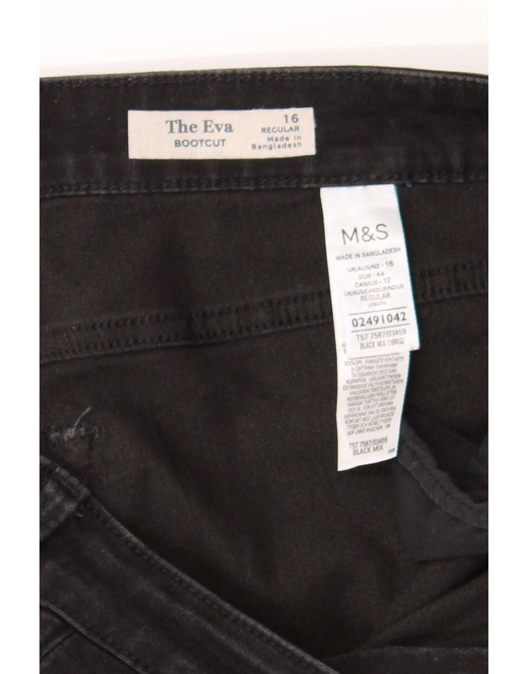 Marks & Spencer Womens The Eva Bootcut Jeans UK 16 Large W34 L30 Black