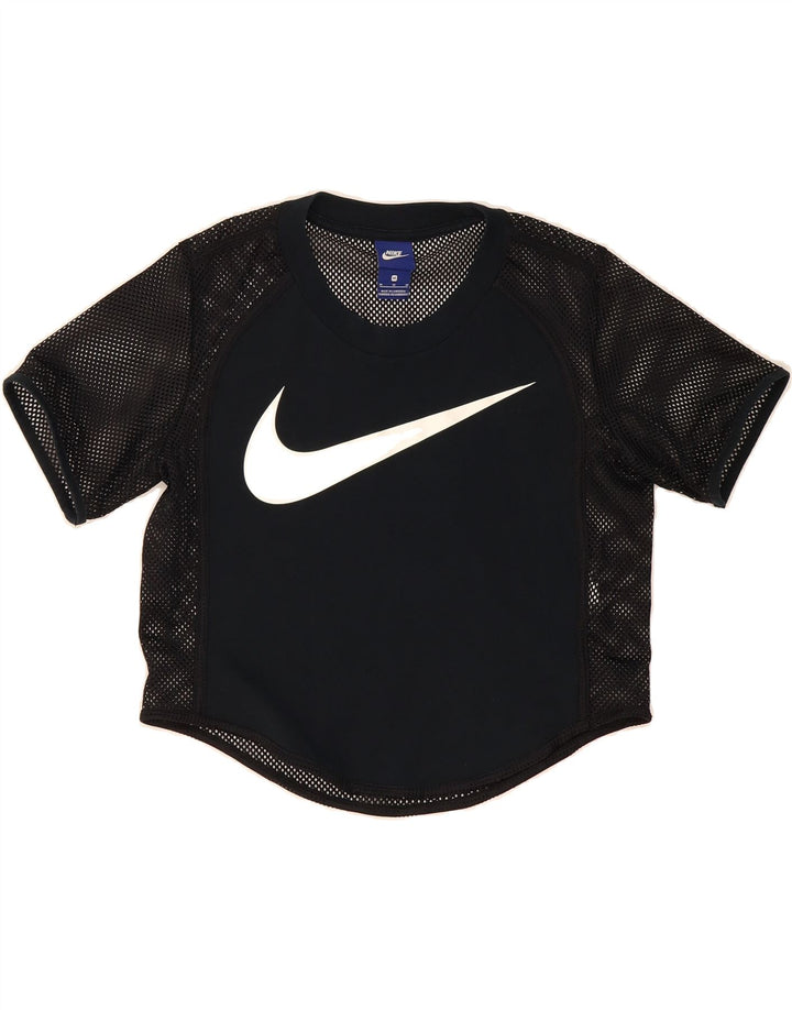 NIKE Womens Crop Graphic T-Shirt Top UK 14 Medium Black Vintage Nike and Second-Hand Nike from Messina Hembry 