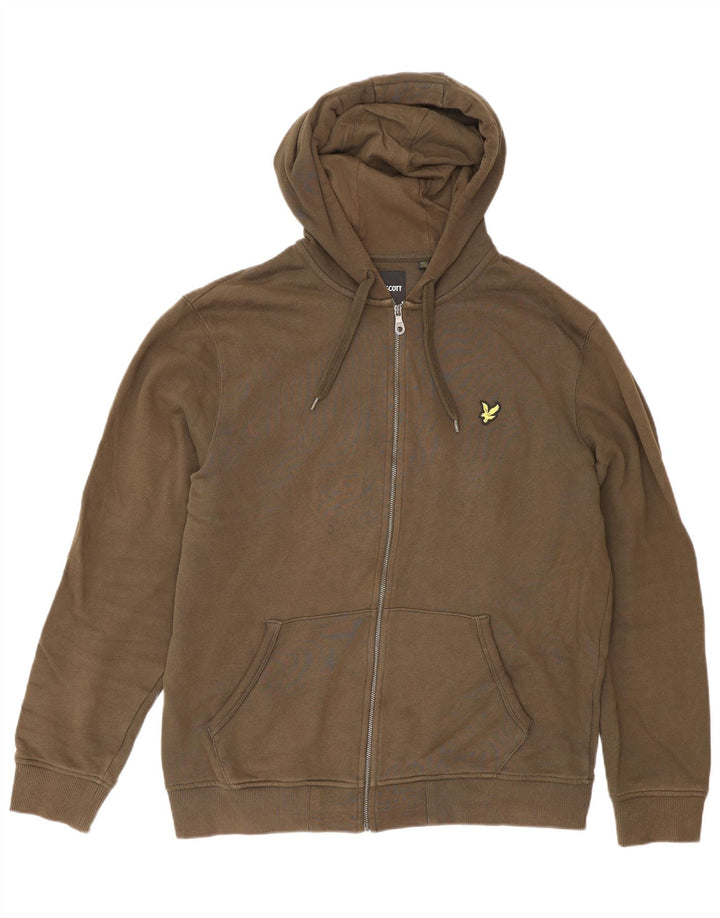 Lyle & Scott Herre Regular Fit Hættetrøje Sweater med lynlås Stor brun bomuld