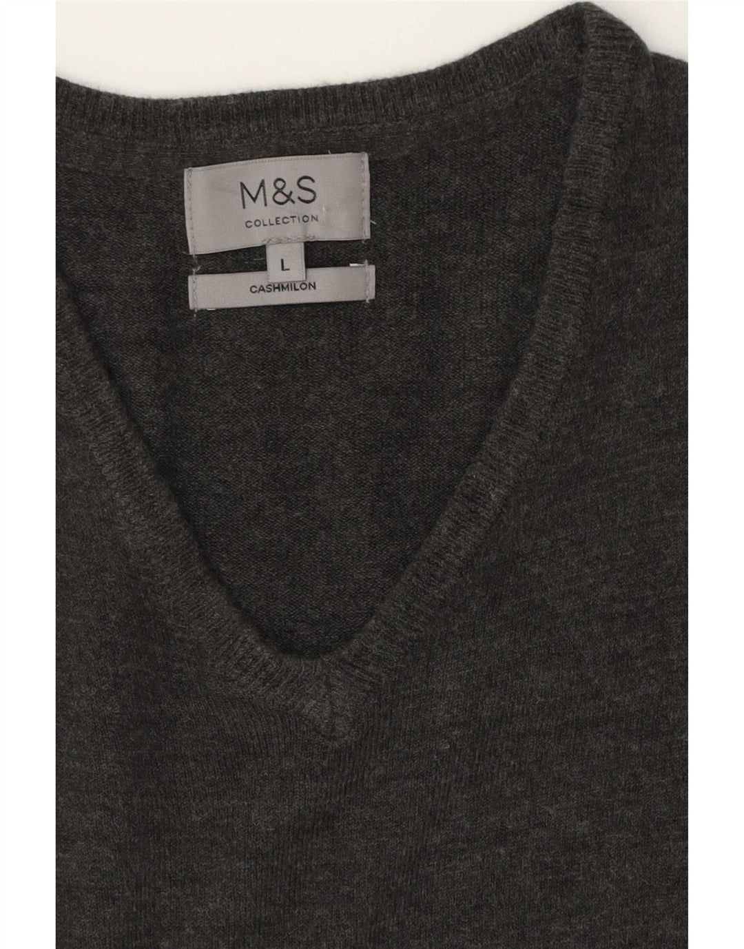 Marks & Spencer Herre V-hals sweater Stor grå kashmir