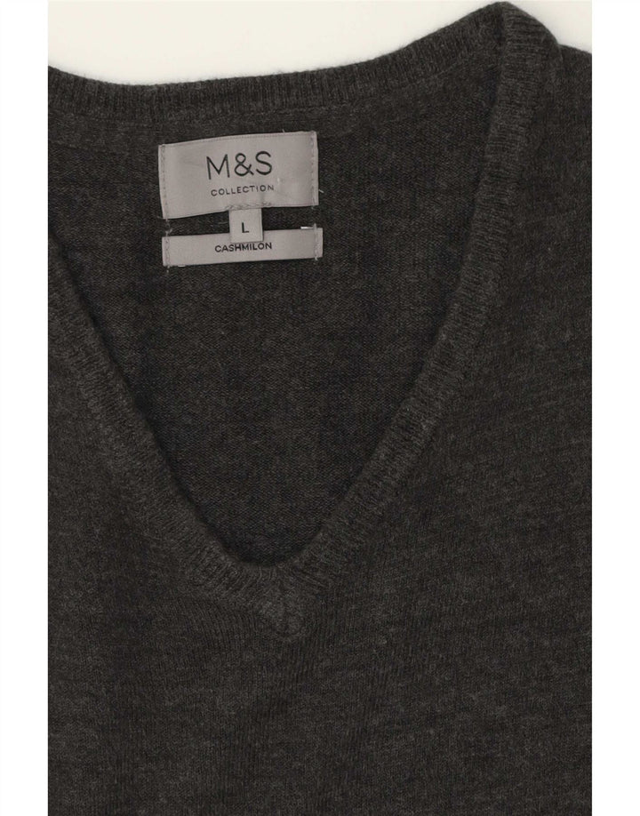 Marks & Spencer Herre V-hals sweater Stor grå kashmir