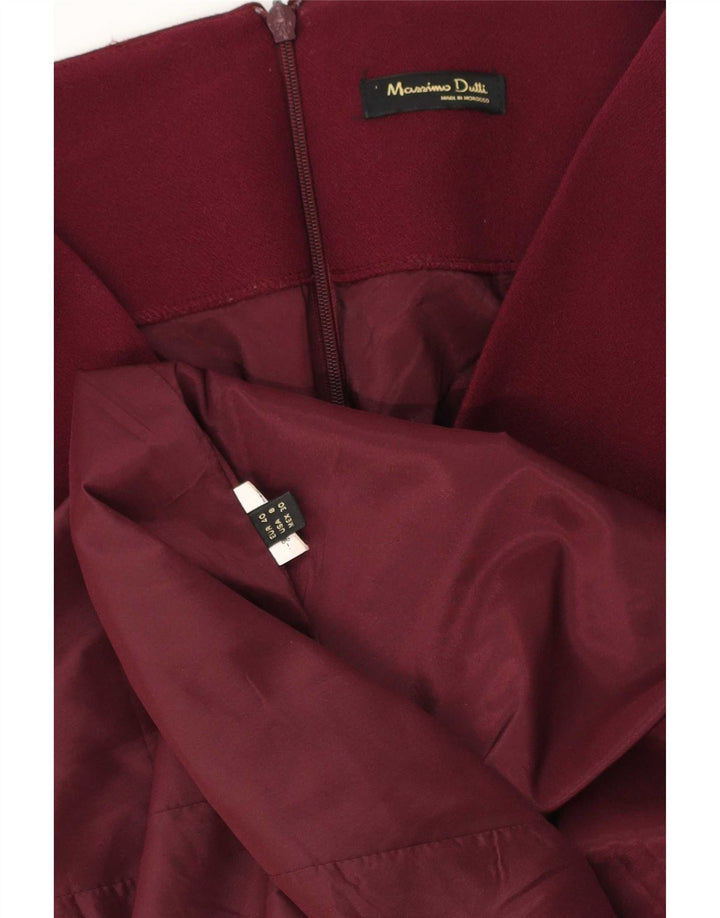 Massimo Dutti Dame 3/4 Ærmet Skede Kjole EU 40 Medium Burgundy