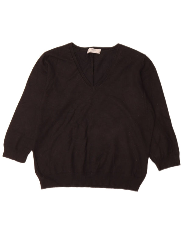 Marks & Spencer Dame 3/4-ærmet V-hals sweater UK 18 XL Sort