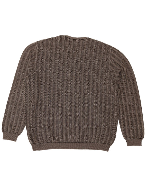 DALMINE Herre Crew Neck Jumper Sweater IT 58 3XL Gråstribet bomuld