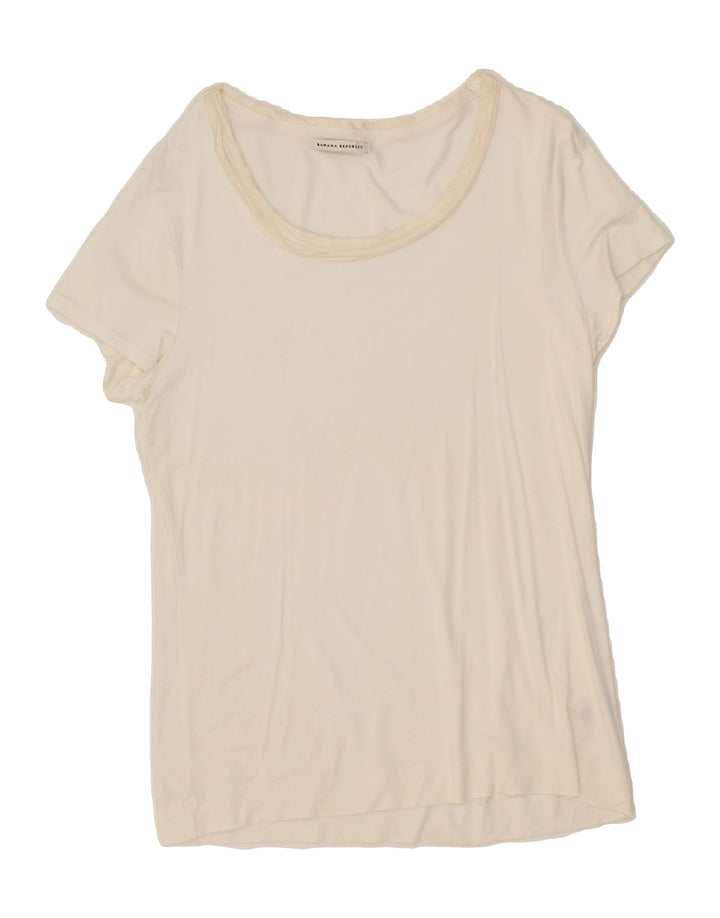 BANANA REPUBLIC Womens T-Shirt Top UK 12 Medium White Modal Vintage Banana Republic and Second-Hand Banana Republic from Messina Hembry 