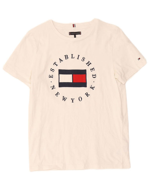 Tommy Hilfiger drenge grafisk t-shirt top 15-16 år hvid bomuld