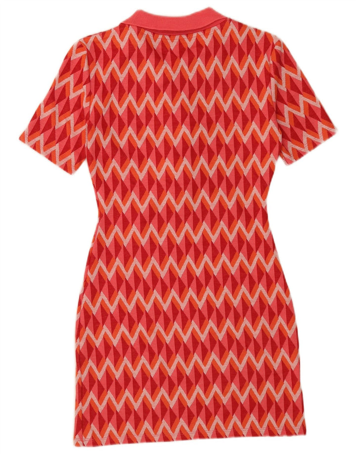 Zara Dame Polo Dress UK 10 Small Red Chevron