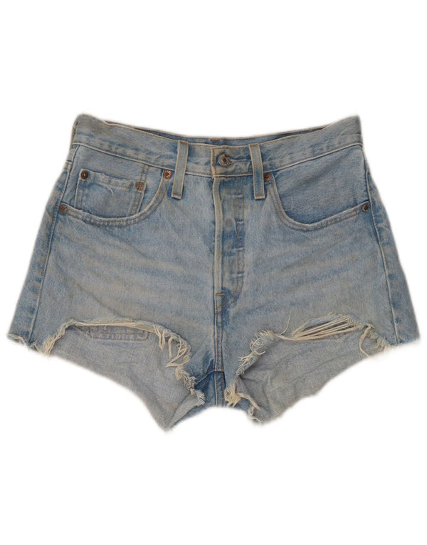 Levi's Womens 501 Distressed Denim Shorts W26 Små blå bomuld