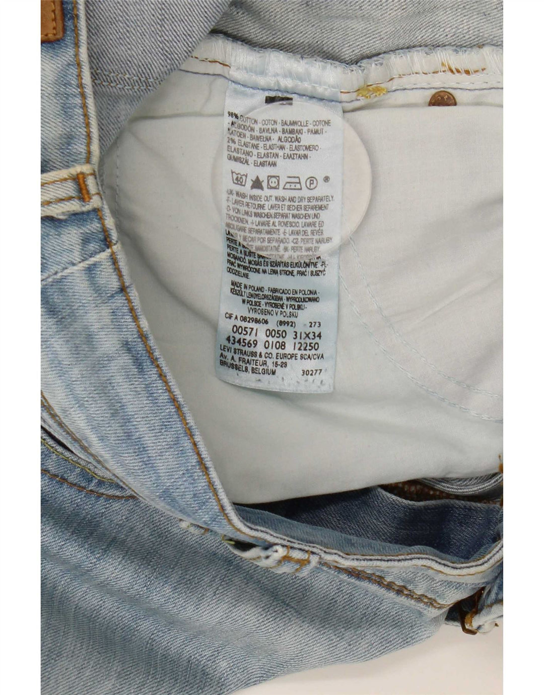Levi's Dame 571 Slim Jeans W31 L34 Blå Bomuld