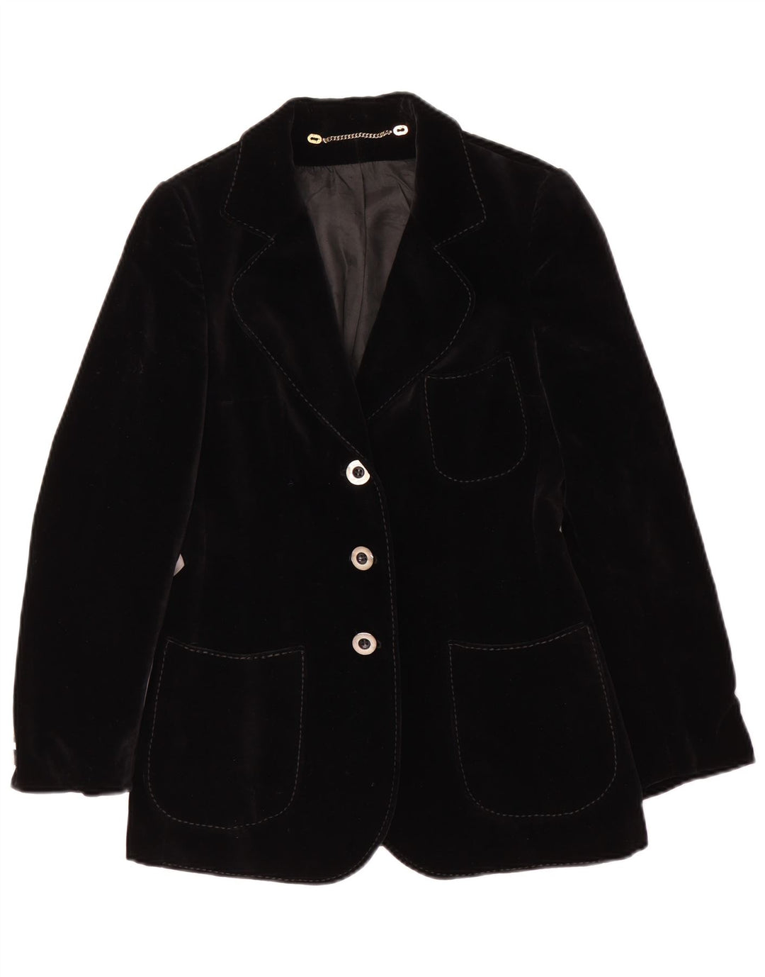 Din sjette sans Dame Velvet 3 Button Blazer Jacket EU 36 Small Black