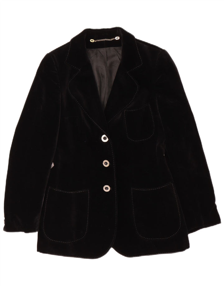 Din sjette sans Dame Velvet 3 Button Blazer Jacket EU 36 Small Black