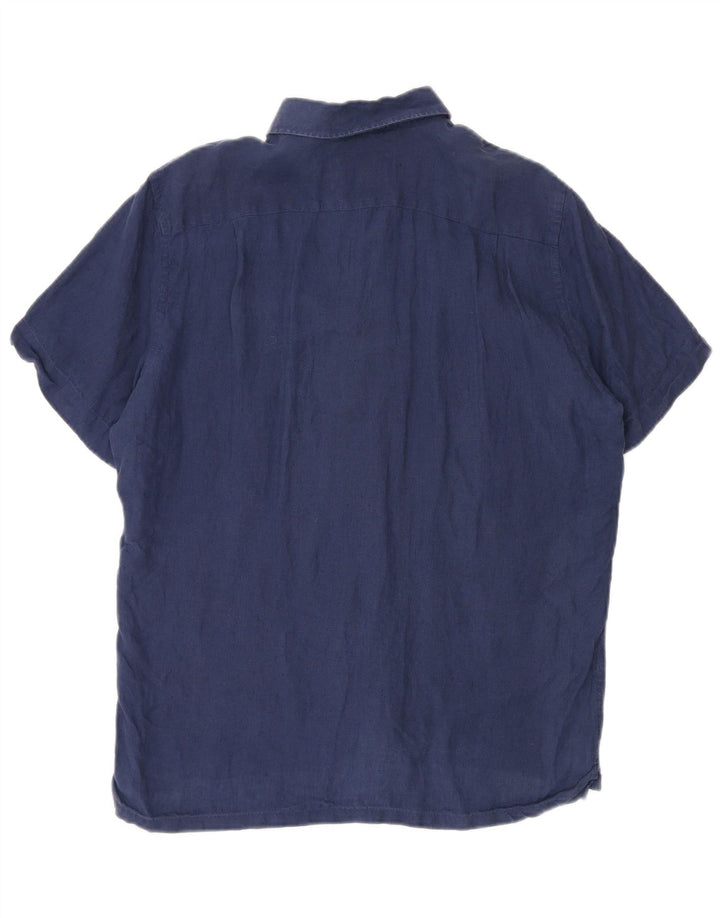 Lacoste kortærmet herreskjorte med normal pasform størrelse 40 Medium marineblå