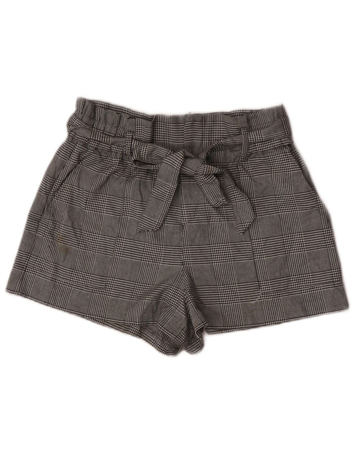 Zara højtaljede chinoshorts til kvinder, store W30 Grå Houndstooth Polyester