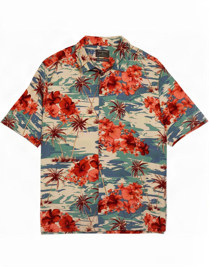 Primark Kortærmet Herreskjorte XL Flerfarvet Floral Hawaiian