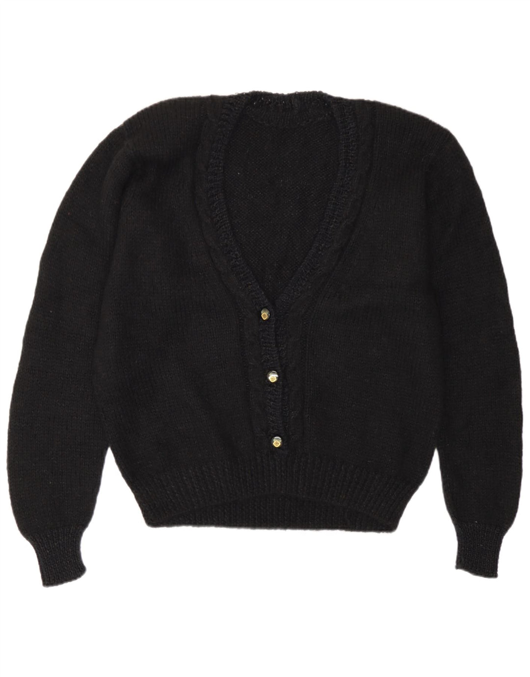 Vintage Dame V-hals sweater UK 16 Large Black