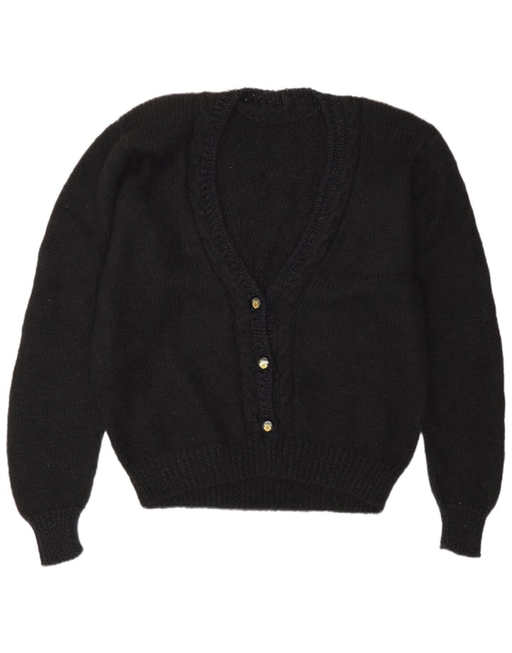 Vintage Dame V-hals sweater UK 16 Large Black