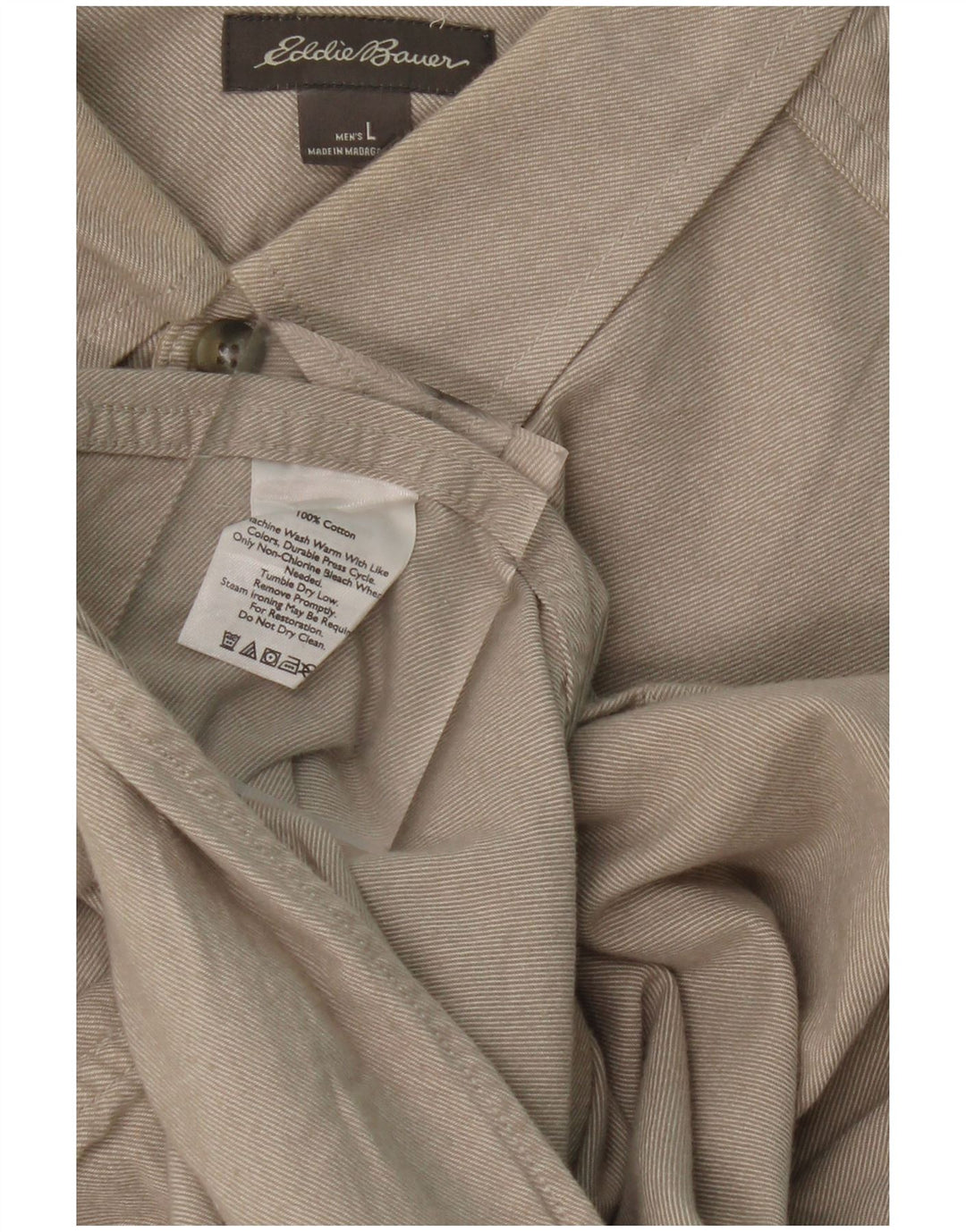 EDDIE BAUER Herre Relaxed Fit skjorte Stor beige bomuld
