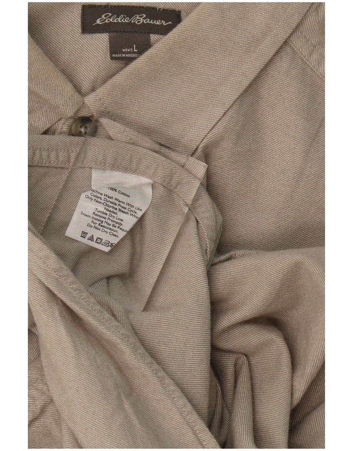 EDDIE BAUER Herre Relaxed Fit skjorte Stor beige bomuld