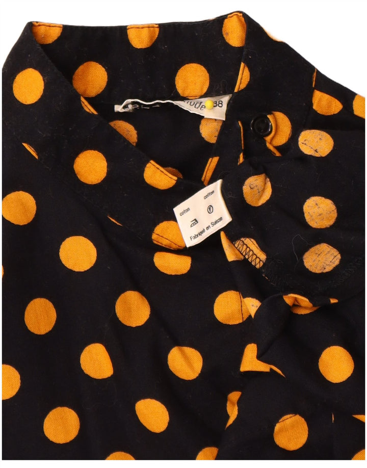 Vintage dameskjorte bluse EU 38 Medium Sort Polka Dot Bomuld
