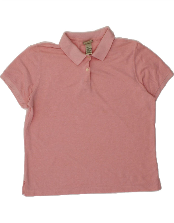 L.L.BEAN Womens Polo Shirt UK 14 Large Pink Polyester Vintage L.L.Bean and Second-Hand L.L.Bean from Messina Hembry 