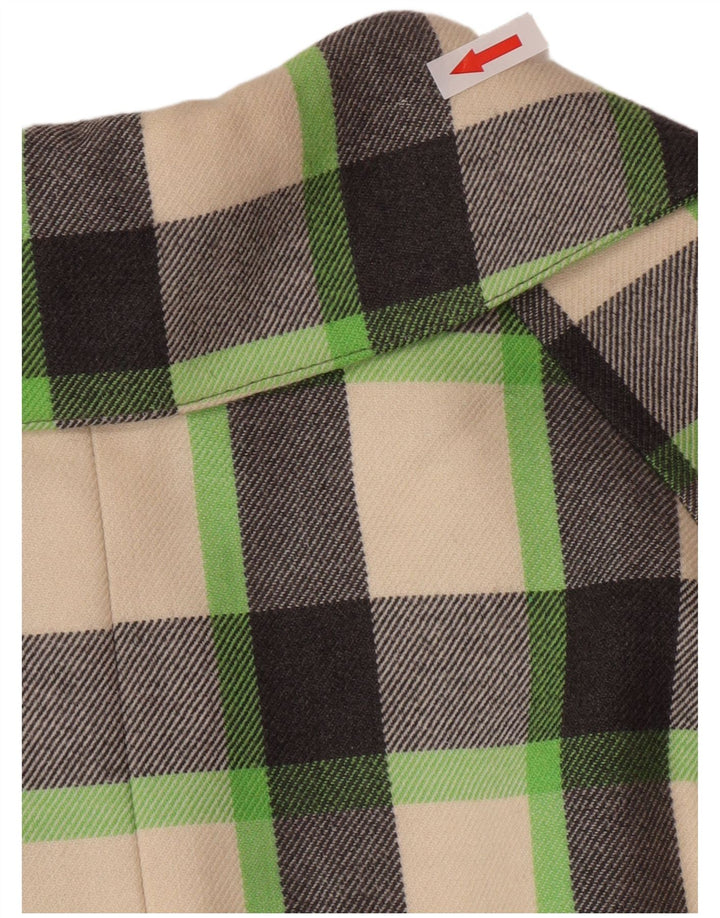 Vintage Dameoverfrakke UK 12 Medium Flerfarvet Ternet Ny Uld