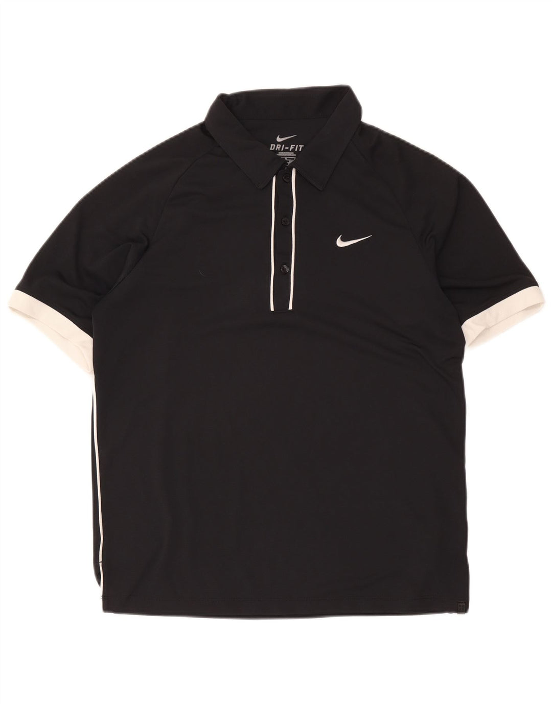 Nike Dri Fit poloskjorte til mænd UK 38/40 Medium Sort Colourblock Polyester