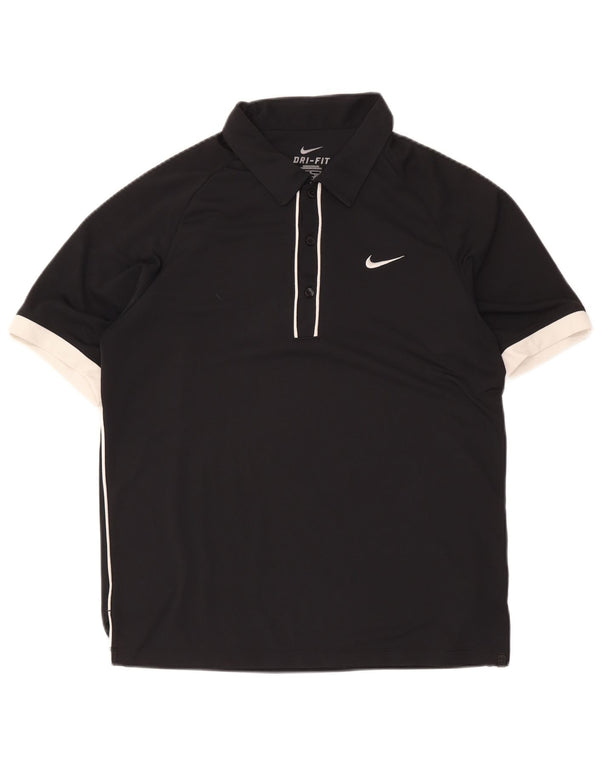 Nike Dri Fit poloskjorte til mænd UK 38/40 Medium Sort Colourblock Polyester