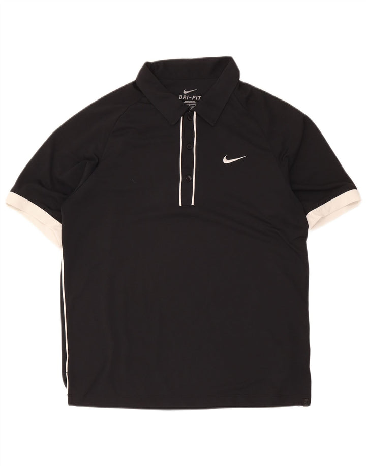 Nike Dri Fit poloskjorte til mænd UK 38/40 Medium Sort Colourblock Polyester
