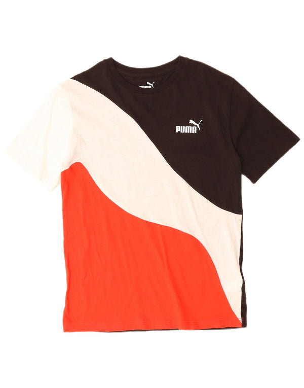 PUMA T-shirt top til kvinder DK 14 Stor flerfarvet Colourblock Bomuld