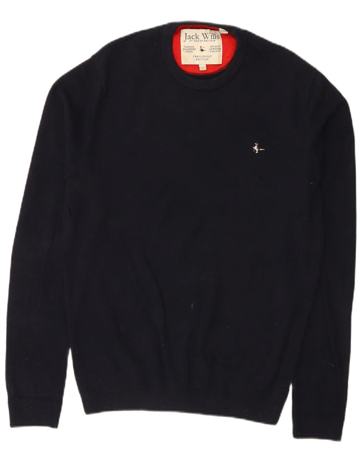 Jack Wills Herre Crew Neck Jumper Sweater lille marineblå bomuld