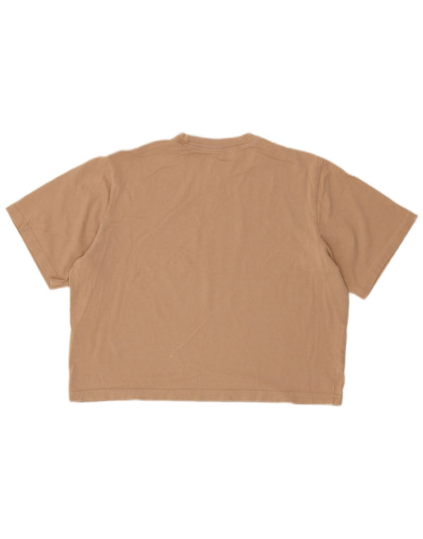 Nike Womens Crop T-Shirt Top UK 14 Medium Beige Cotton