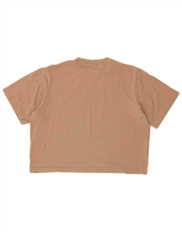 Nike Dame Crop T-Shirt Top UK 14 Medium Beige Bomuld