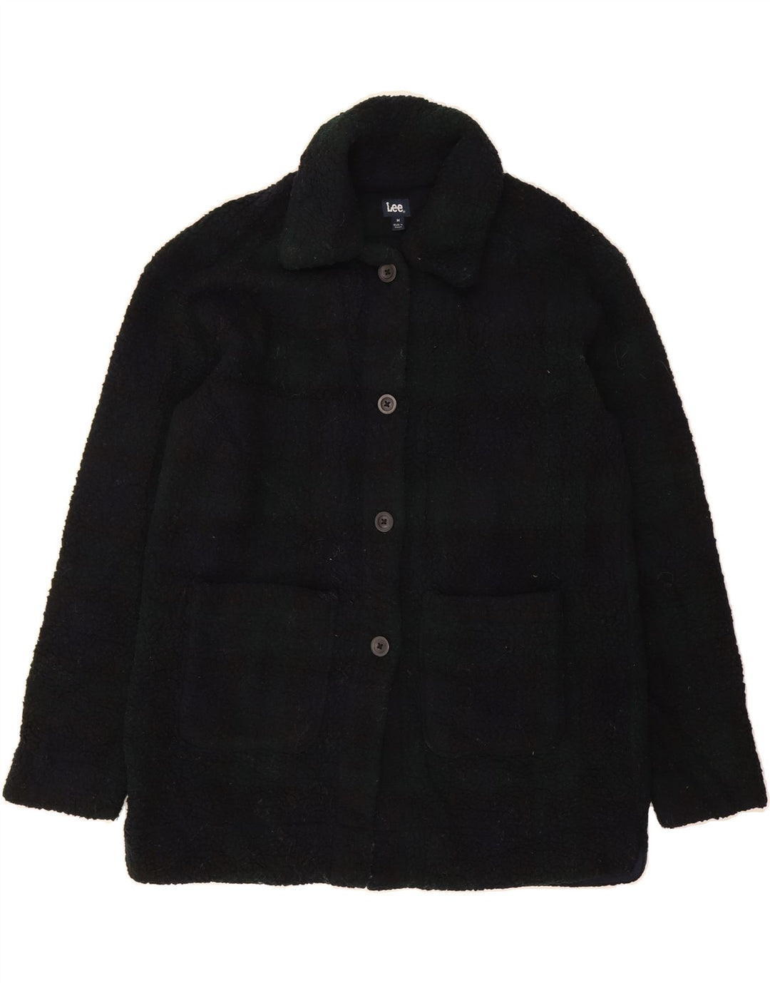 LEE Womens Oversized Fleece Jacket UK 14 Medium Black Polyester Vintage Lee and Second-Hand Lee from Messina Hembry 