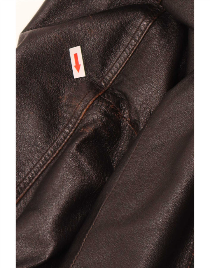 Vintage Herre Læder Bomber Jacket IT 52 XL Brun Retro