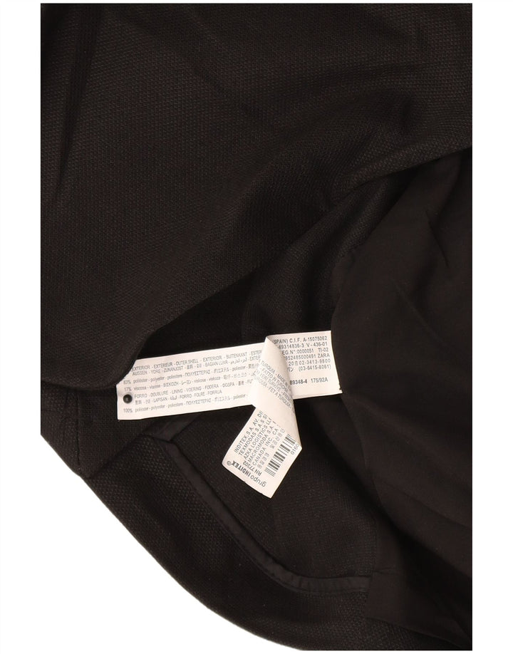 Zara Dame 2 Button Blazer Jacket UK 36 Small Black Polyester