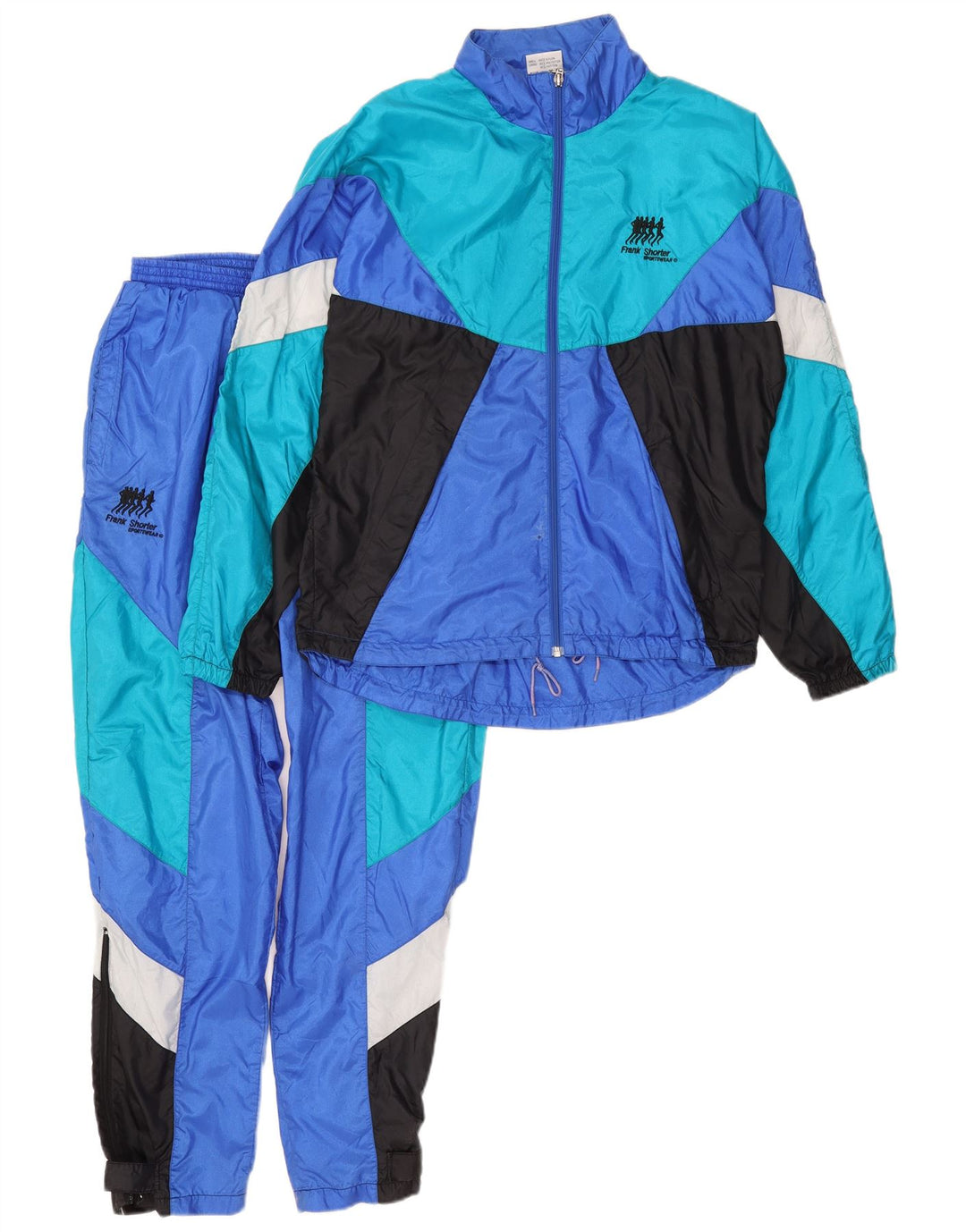 Frank Shorter Herre fuld træningsdragt Medium Blue Colourblock Nylon