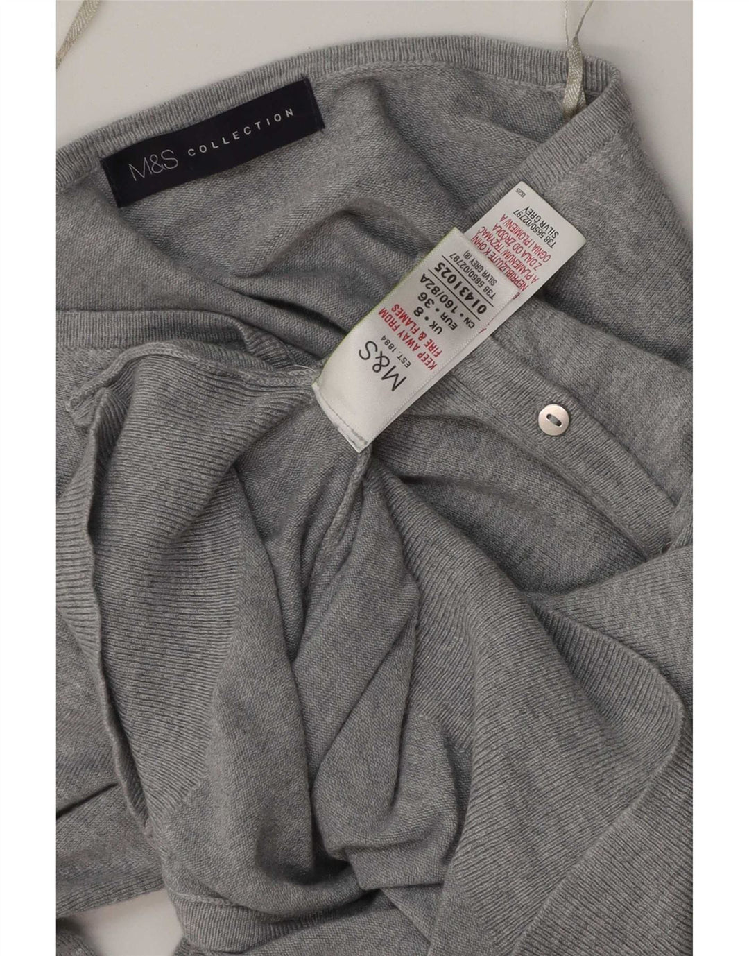 Marks & Spencer Dame Cardigan Sweater UK 8 Small Grey Flecked Viscose