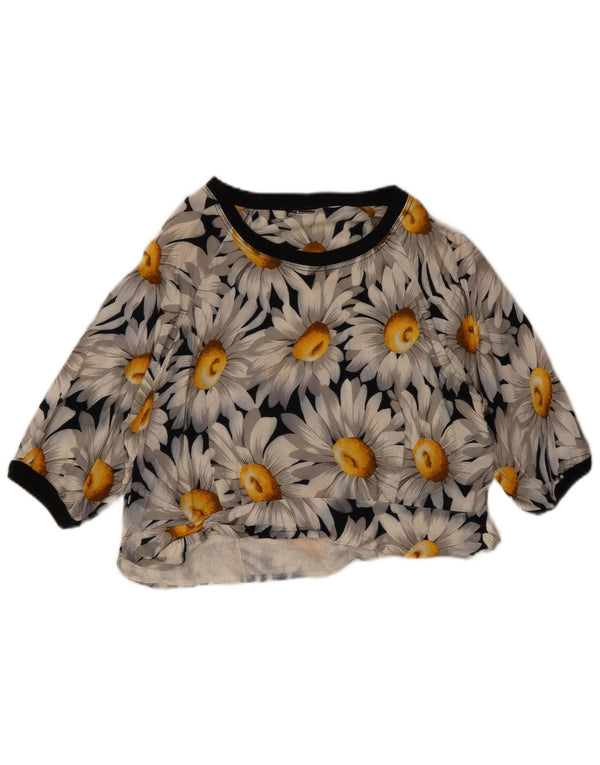 Vintage Dame Crop Top UK 12 Medium Navy Blue Floral