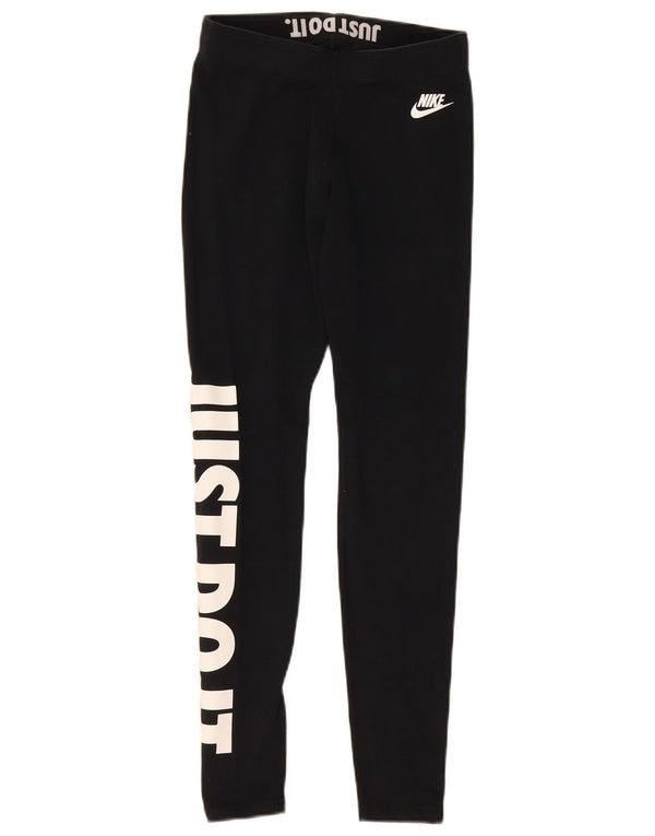 Nike Dame Grafiske Leggings UK 8 Small Black Bomuld