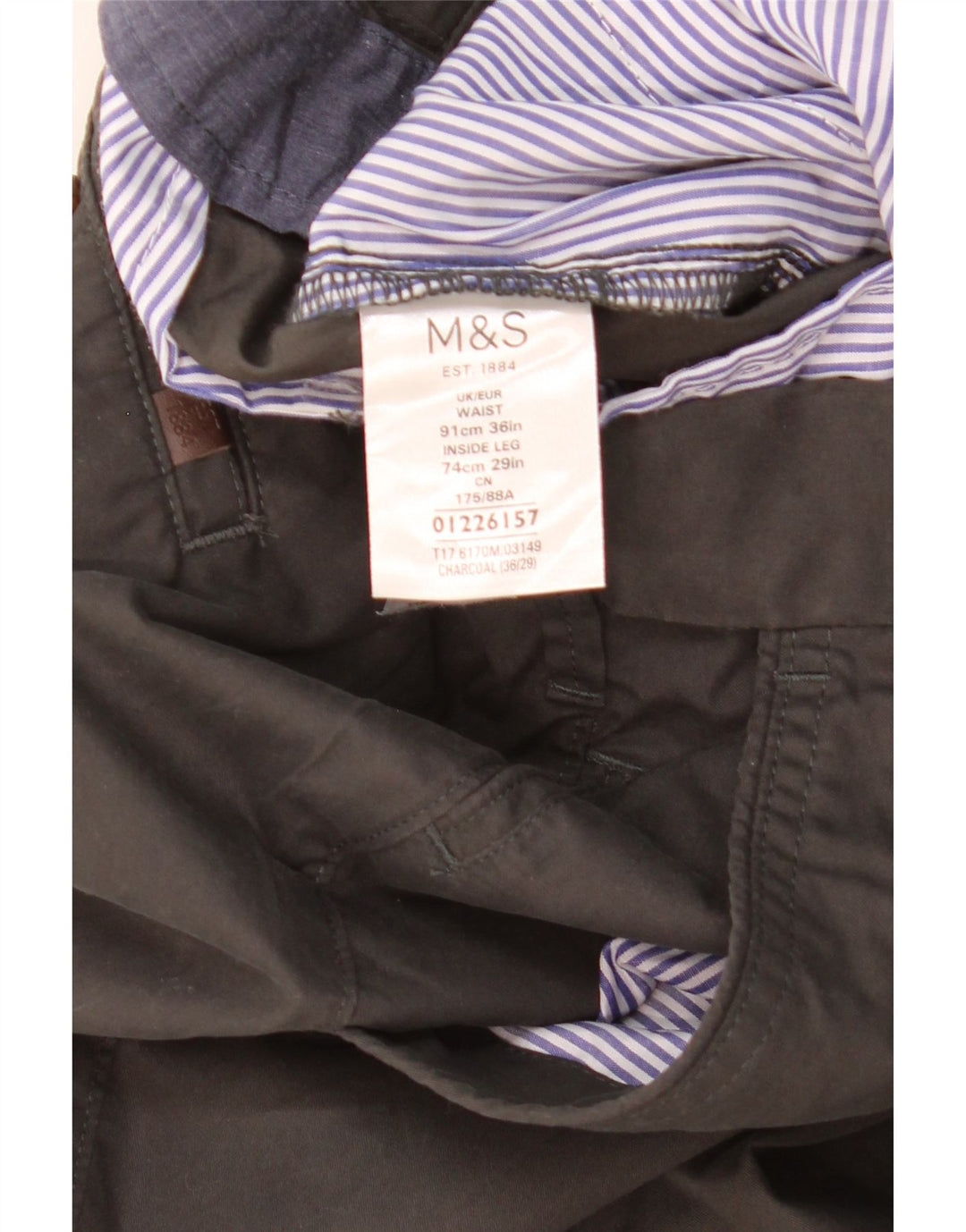 Marks & Spencer Herre Regular Fit Chinobukser W36 L29 Grå Bomuld