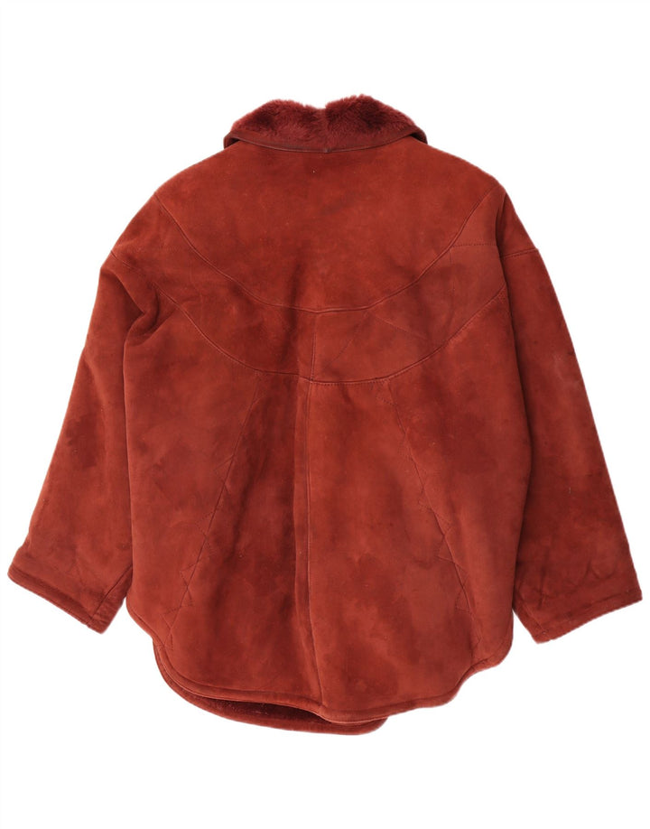 Vintage Dame Shearling Jacket IT 42 Medium Burgundy Shearling